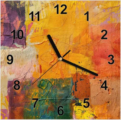 Produktbild von Wanduhr aus Glas mit Motiv Farbenfrohe Leinwand- 30 x 30 cm - inkl. Aufhängesystem