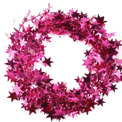 Produktbild von Lametta Girlande mit Sternen 75m Rose 10er Set 7,5m je Stück
