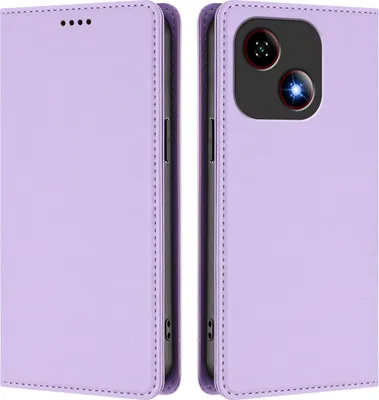 Produktbild von Handyhülle für ZTE Blade A35E, Kunstleder Klapphülle Stoßfeste Magnetische Hülle mit Ständer Violett