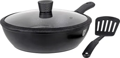 Produktbild von GRÄWE Pfanne Aluminium 28 cm, mit abnehmbarem Griff, Deckel und Wender