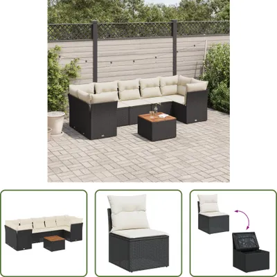 Produktbild von The Living Store 8-tlg. Garten-Sofagarnitur mit Kissen Schwarz Poly Rattan