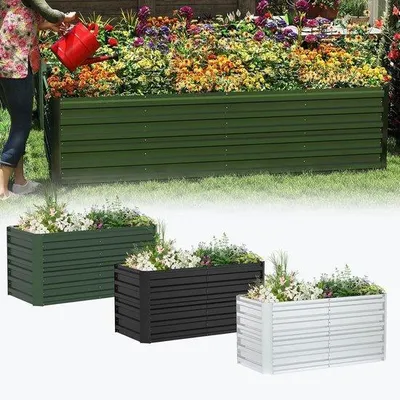 Productafbeelding van Verhoogd bloembed - Metalen tuinbak - Planten kweken - Roestvrij weerbestendig - 120x60x58 cm - Zwart