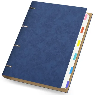Immagine prodotto di Quaderno a spirale A4, righe, blu scuro, in ecopelle, ricaricabile, 300 pagine, 100 g/m²