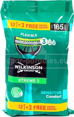 Produktbild von Wilkinson Xtreme 3 Sensitive Comfort Einwegrasierer, 15er Pack
