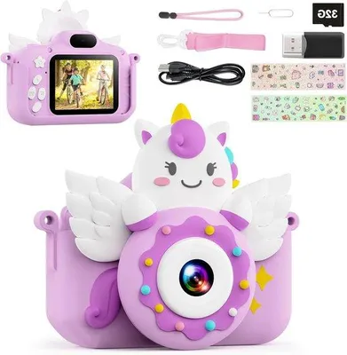 Zdjęcie produktu dla Aparat cyfrowy dla dzieci - aparat dla maluchów - Twórz wspomnienia - Obiektyw podwójny 20MP - Wideo HD 1080P - Różowy