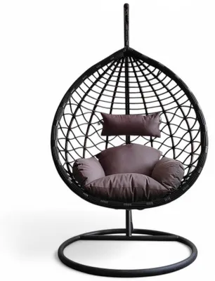 Immagine prodotto di Dondolo sospeso antracite struttura in metallo con seduta in wicker 195x105x120cm