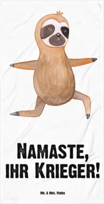 Produktbild von Mr. & Mrs. Panda Handtuch Faultier Yoga - Weiß - Geschenk, Yogaübungen, Duschhandtuch, Großes Badehandtuch, Strandtuch, Entspannung, Reisehandtuch, Duschtuch