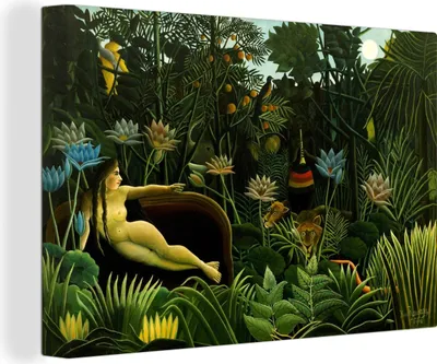 Produktbild von MuchoWow® - Leinwandbilder - Der Traum - Gemälde von Henri Rousseau, Wandbild, Wanddeko Bilder Wohnzimmer, 120x80 cm