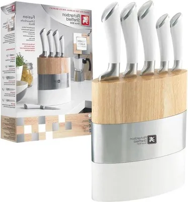 Produktbild von Famanu 5-teiliges Küchenmesserset - Weißes Edelstahl - 18 x 10 x 376 cm
