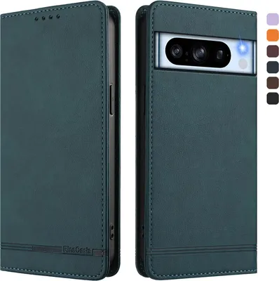 Produktbild von Hülle für Google Pixel 8 Pro, Retro Kunstleder Ständer Klapphülle mit Kartenfächer und Magnetische Grün