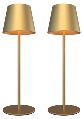 Produktbild von Ledvion 2x Wiederaufladbare LED Tischleuchte Messinggold dimmbar Warmweiss
