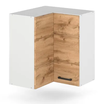 Produktbild von ULWEHOME | Eck-Hängeschrank 60 x 60 cm Eiche Wotan, Küchenoberschrank mit 2 Türen, Eckoberschrank, Wandschrank Küche