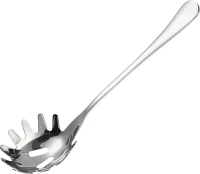 Nudellöffel aus Edelstahl, 24 cm, spülmaschinengeeignet, silber