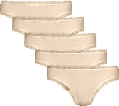 Image de Coton LACE Tanga Femmes Lot de 5 Beige S Maxte