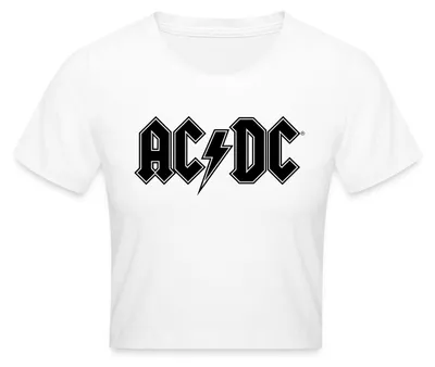Produktbild von Spreadshirt AC/DC Schwarzes Logo Mit Blitz Crop Top, S, Weiß