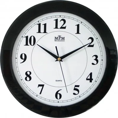Obrázok produktu pre Nástenné hodiny MPM, 2460.90.SW - čierna, 31cm