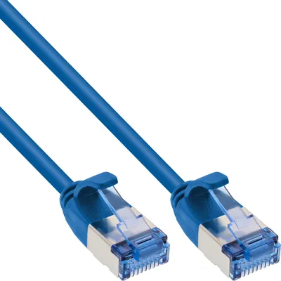 Produktbild von InLine® Patchkabel slim, U/FTP PiMf, Cat.6A, blau, 0,3 m
