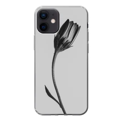 Produktbild von MuchoWow® Handyhülle Schutzhülle Hülle für iPhone 12 Pflanze - Makro - Schwarz - Weiß Silikon Softcase Handy Hülle - Schutzhülle