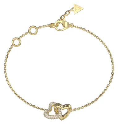 Produktbild von Guess JUBB06014JWYGL Damen Armband Herz Edelstahl Gold weiß 21,5 cm