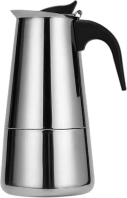 Produktbild von 200 ml Espressokocher für den Herd, Induktions-Kaffeekanne, italienische Kaffeemaschine, tragbare Moka-Kanne aus Edelstahl für Herd, Zuhause, Camping