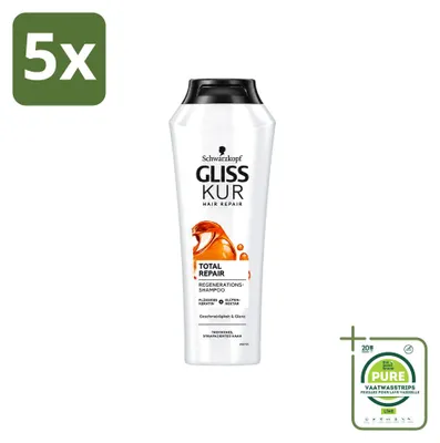 Imagen del producto de 5 champús Schwarzkopf Gliss Kur Oil Nutritive, 250 ml cada uno. Pack grande, 5 unidades