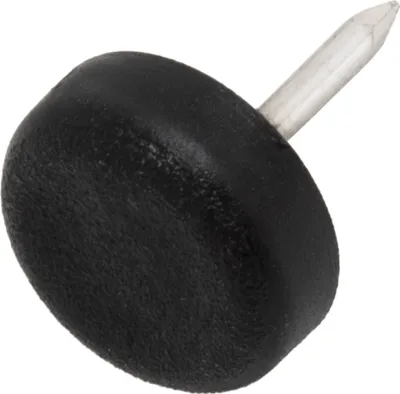 Produktbild von Adsamm® | 16 x Kunststoffgleiter mit Nagel | Ø 15 mm | Schwarz | rund | Möbelgleiter mit Stift in  von Adsamm®