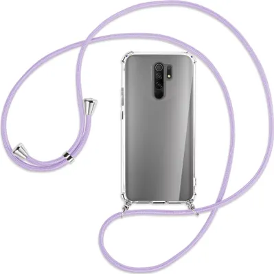 Produktbild von Handykette Backcover-Schutzhülle mit Band (Metall silberfarben) für Xiaomi Redmi 9 - violett
