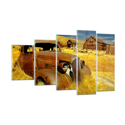 Produktbild von Bilder auf glas - Bauernhof altes Auto aufgegeben - 100x60cm - Glasbilder - Wandbilder - Kunstdruck - zum Aufhängen bereit - Wanddekoration aus Glas - Glas Bilder - Wandbild auf Glas - GEG100x60-1289
