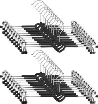 Produktbild von PolkaHome® 20 Stück Bügel für Hosen und Röcke, Metall-Kleiderbügel mit Klemmen, 30 cm, Robust & Rostfrei