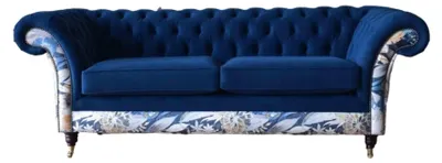 Obrázek produktu pro Chesterfield Royal Blaue Samt Couch Polster Sitz Lounge Sofas Couchen