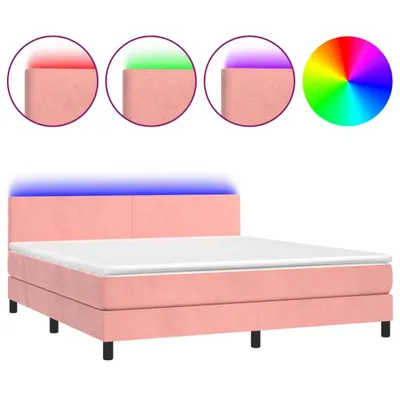 Immagine prodotto di Letto a Molle con Materasso e LED Rosa 160x200 cm in Velluto