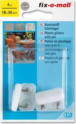 Produktbild von Kunststoff-Gleitnägel fix-o-moll 30x18mm weiß