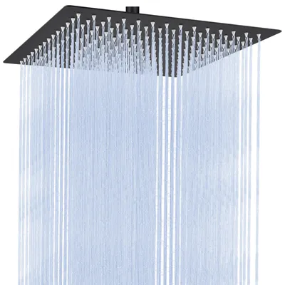 Produktbild von Auralum Regenbrause Quadratisch 10 Zoll, Schwarz, 304 Edelstahl, 360° schwenkbar, Silikondüsen, G1/2
