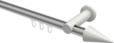 Produktbild von Interdeco Innenlaufstange / Gardinenstange mit Innenlauf Silbergrau / Weiß, Typ Platon Savio (Kegel), 20 mm Ø 1-läufig, 440 cm