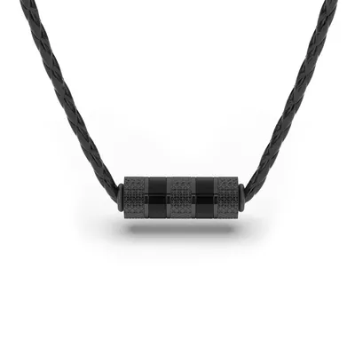 Obrázok produktu pre SERASAR | Pánsky Kožený Náhrdelník [Solid] z Stainless Steel | Farba: Čierna | Dĺžka: 50cm