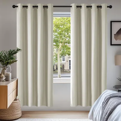 Produktbild von Verdunkelungsvorhang Ösenvorhang Blickdicht 175x140cm Creme 2er Set