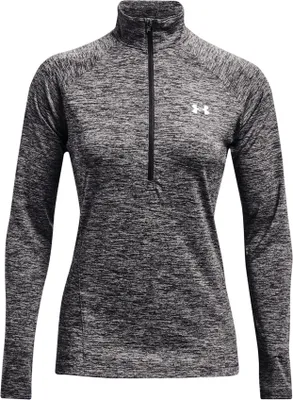 Obrázok produktu pre UNDER ARMOUR Tech, dámska mikina s dlhým rukávom a zapínaním na zips, model 1/2-Zip, farba: jet gray/gray wolf/metallic silver, veľkosť: XS