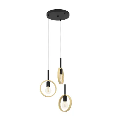 Produktbild von EGLO IPSDEN, Festmontage, Schwarz, Braun, Stahl, Holz, Rund