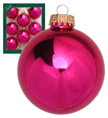 Produktbild von Krebs Glas Lauscha Weihnachtsbaumkugeln - 8er Set - Uni Kugeln - Magenta - ca. 7cm - aus hochwertigem Glas