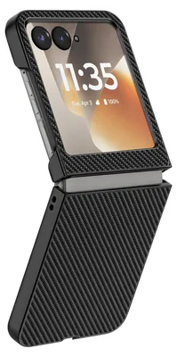 Image de Avizar, coque pour Motorola Razr 70, aspect carbone, protection rigide, noir