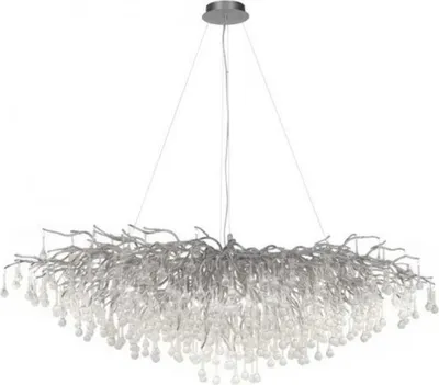 Produktbild von PAUL NEUHAUS Kronleuchter, silberfarben, elegantes Design, Schutzart IP20, 400 mm Glasanhänger