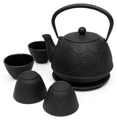 Produktbild von Gusseisenkanne mit Tassen und Untersetzer KOGA, 1200 ml