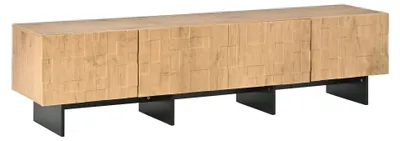 Zdjęcie produktu dla Komoda RTV imitująca naturalne drewno, wzór 3D, faktura, 4 drzwi, 180 cm