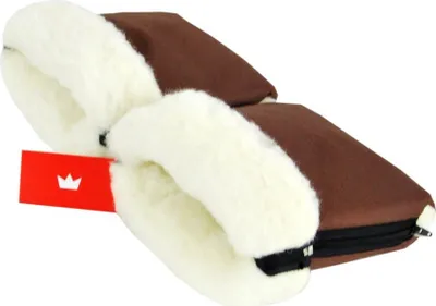 Produktbild von BabyLux Handmuff für Kinderwagen MUFF Reißverschluss MR15 Braun + Wolle