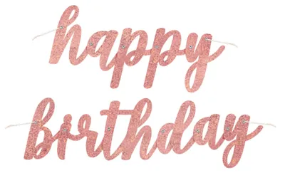 Produktbild von Papp-Girlande Happy Birthday Rose Gold Glitzer 84 cm zum Geburtstag -