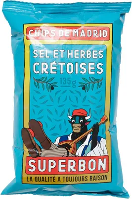 Zdjęcie produktu dla Superbon Chips Sel Et Herbes Cretoises and Sel Chipsy ziemniaczane 135g