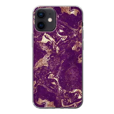 Produktbild von MuchoWow® Handyhülle Schutzhülle Hülle für iPhone 12 Naturstein - Kalkstein - Gold Silikon Softcase Handy Hülle - Schutzhülle