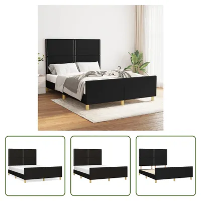 Produktbild von The Living Store Bettgestell mit Kopfteil Schwarz 140x190 cm Stoff