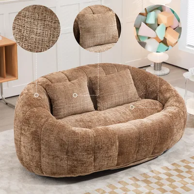 Produktbild von Bean Bag Sofa Lazy Sofa Hochlehne Chenille Kaffee Indoor Outdoor Erwachsene Kinder 145x95x63cm Kaffee