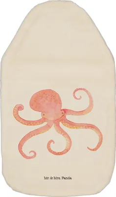 Produktbild von Mr. & Mrs. Panda Wärmflasche Tintenfisch - Weiß - Geschenk, Meerestier, Wärmflaschen, Ozean, Krake, gummi, mit Bezug, Wasser, Lustige Sprüche, Wärmekissen, Bettflasche